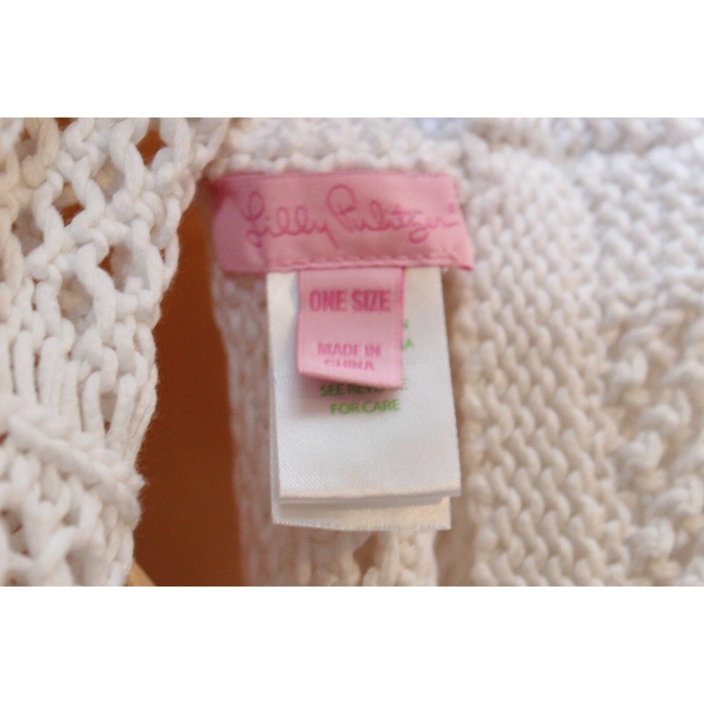 Lilly Pulitzer Viala Crochet Fringe Poncho Wrap White OS One Size H14410 - Picture 8 of 9